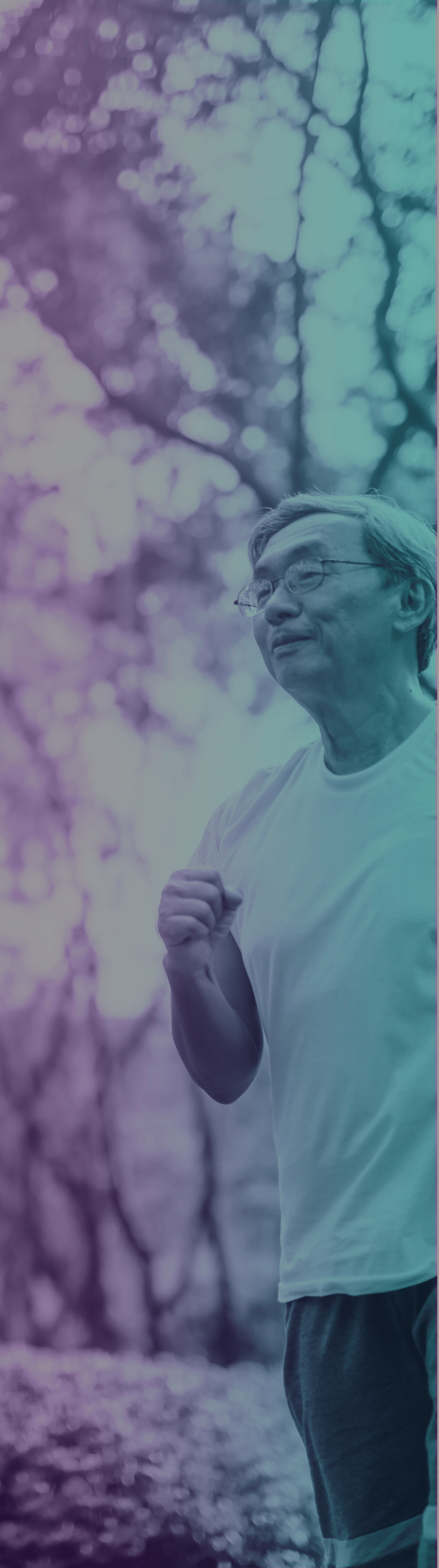 man running in a park for mobile