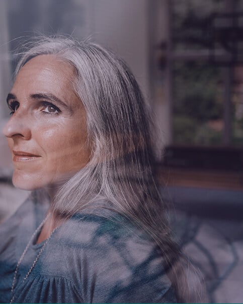 Woman looking upwards