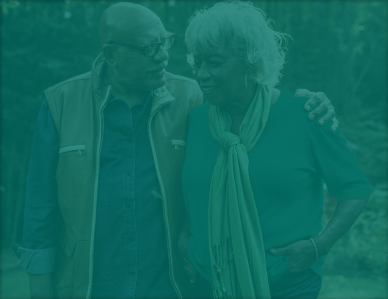 Couple walking in a forest